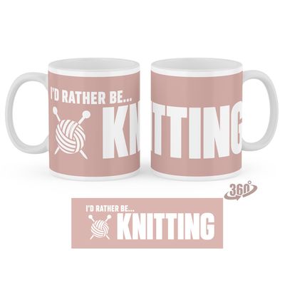 I'D RATHER BE... KNITTING - Blush Rose 11oz Ceramic Mug