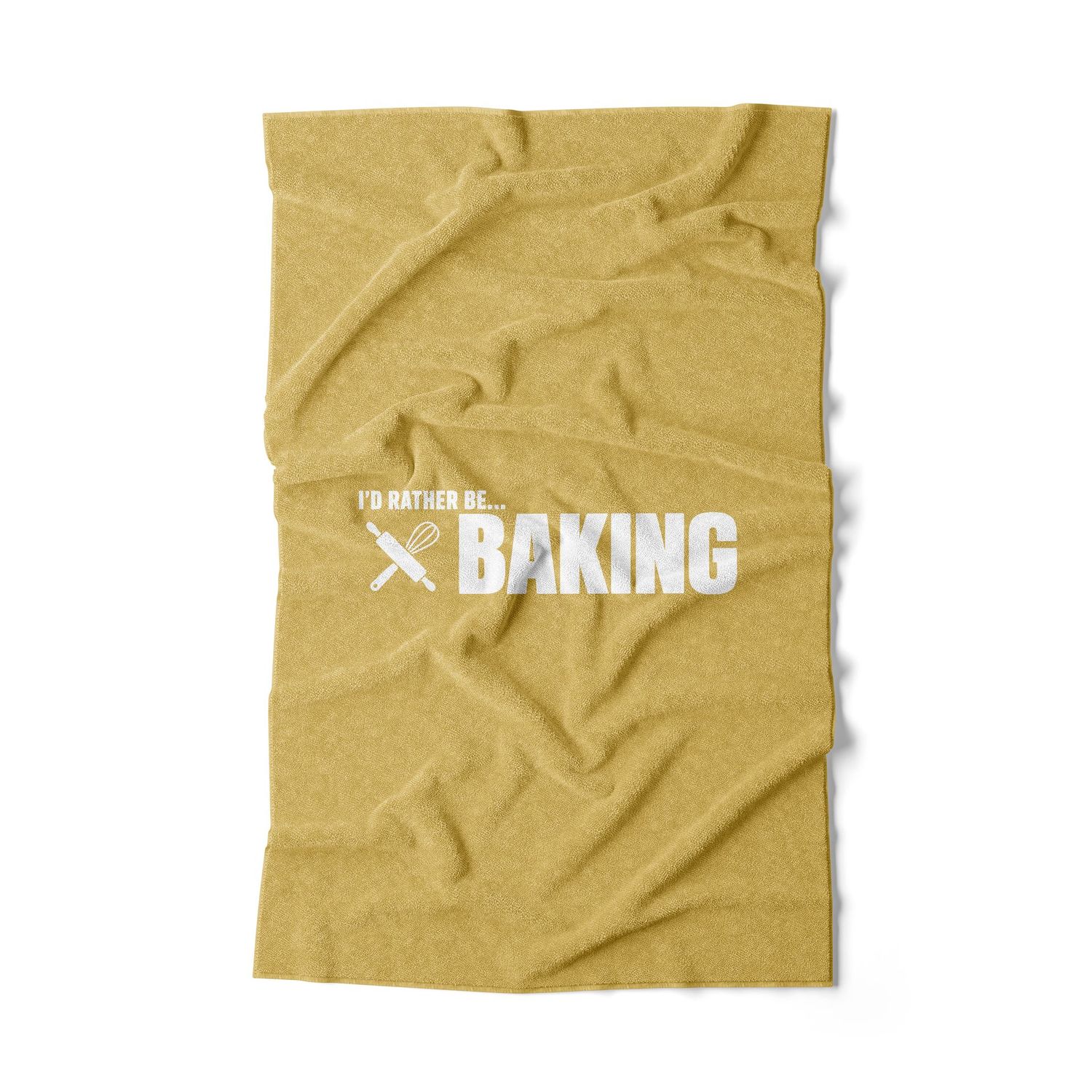 I'd rather be baking soft mustard colour hand towel I'd rather be baking soft mustard colour hand towel