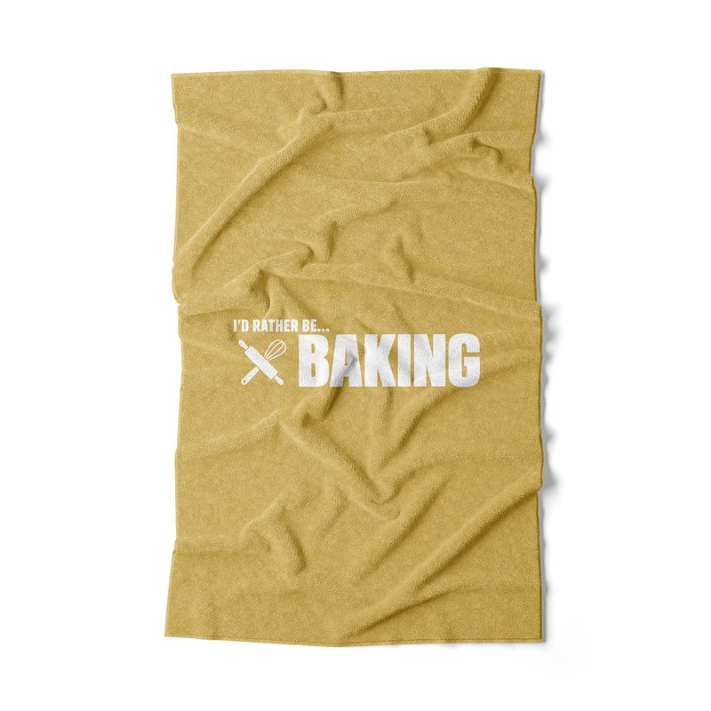 I'd rather be baking soft mustard colour hand towel I'd rather be baking soft mustard colour hand towel