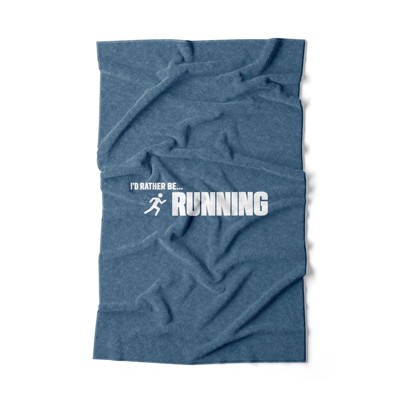 I'D RATHER BE... RUNNING - Denim Blue Hand Towel I'D RATHER BE... RUNNING - Denim Blue Hand Towel