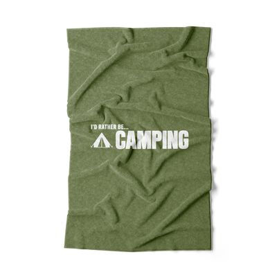 I'D RATHER BE... CAMPING - Moss Green Hand Towel I'D RATHER BE... CAMPING - Moss Green Hand Towel