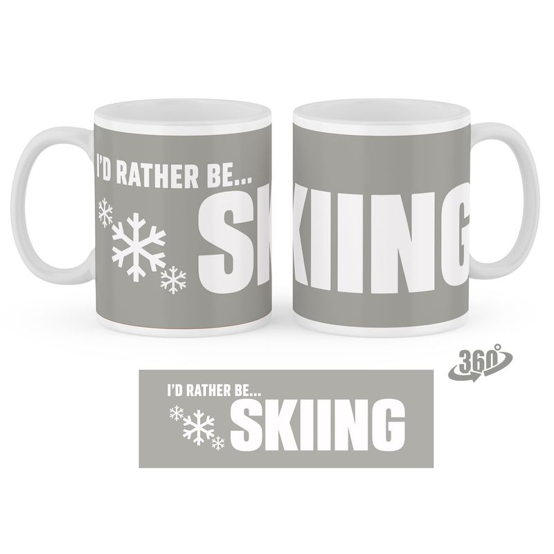I'D RATHER BE... SKIING - Pebble Grey 11oz Ceramic Mug