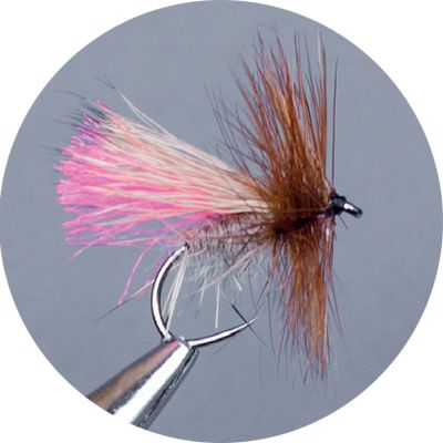 Crown Serie Barbless Dry Fly Brown Pink Caddis