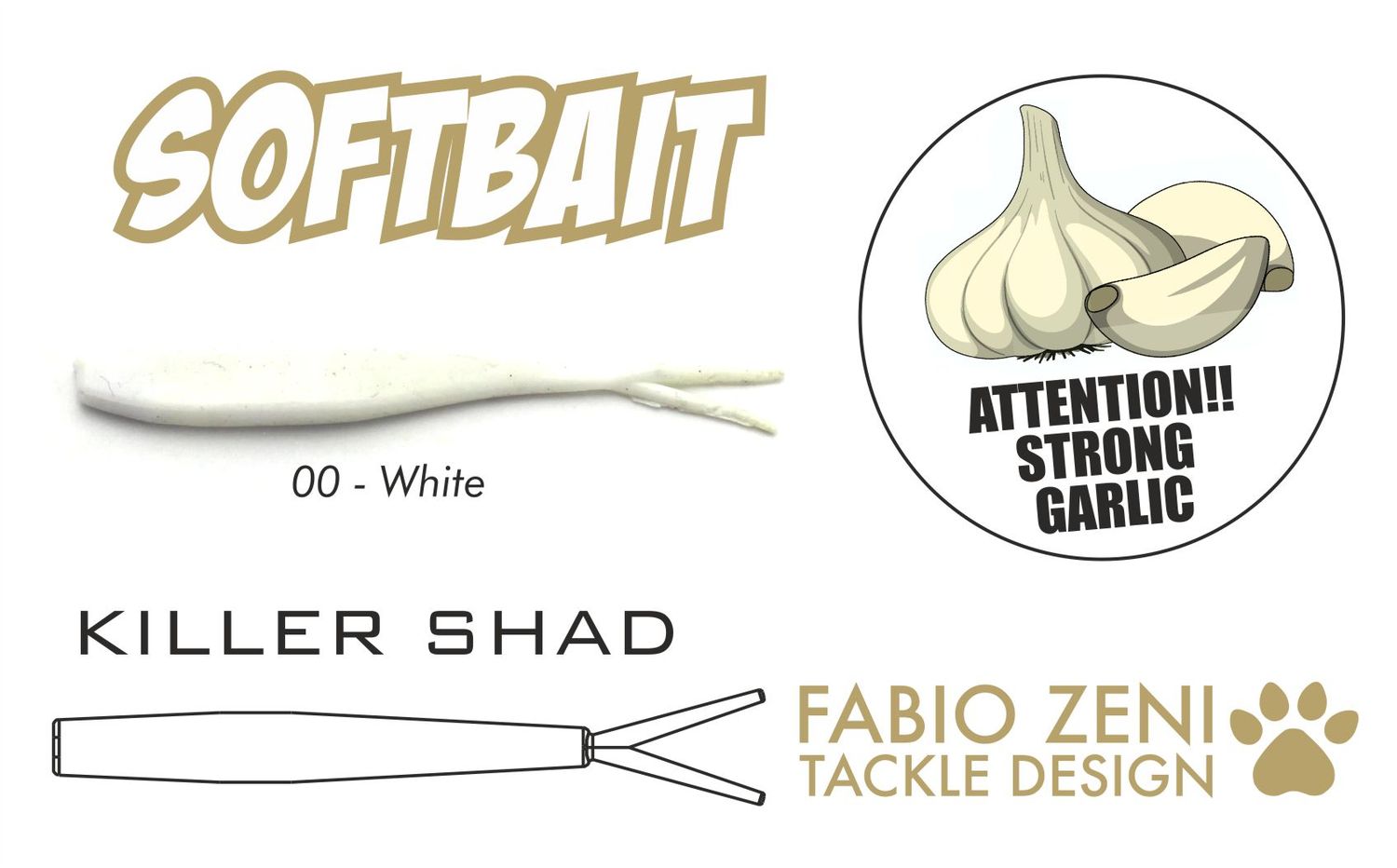 SOFTBAIT Serie, KILLER SHAD Garlic 2,36"By FABIO ZENI, Colore: 00 WHITE