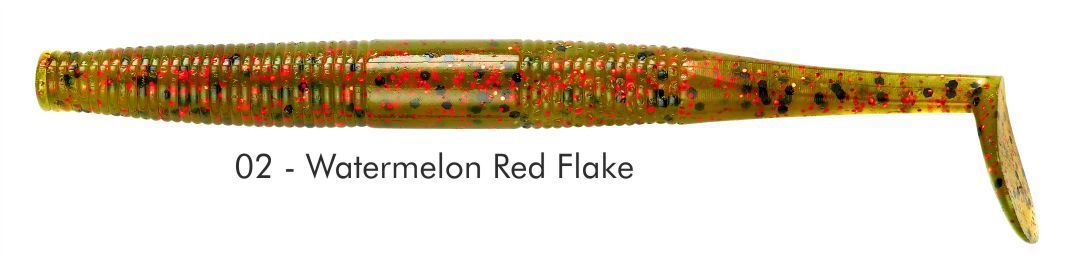 YUM SOFT BAIT Serie, SWIM' N DINGER, Colore: 02 WATERMELON RED FLAKE