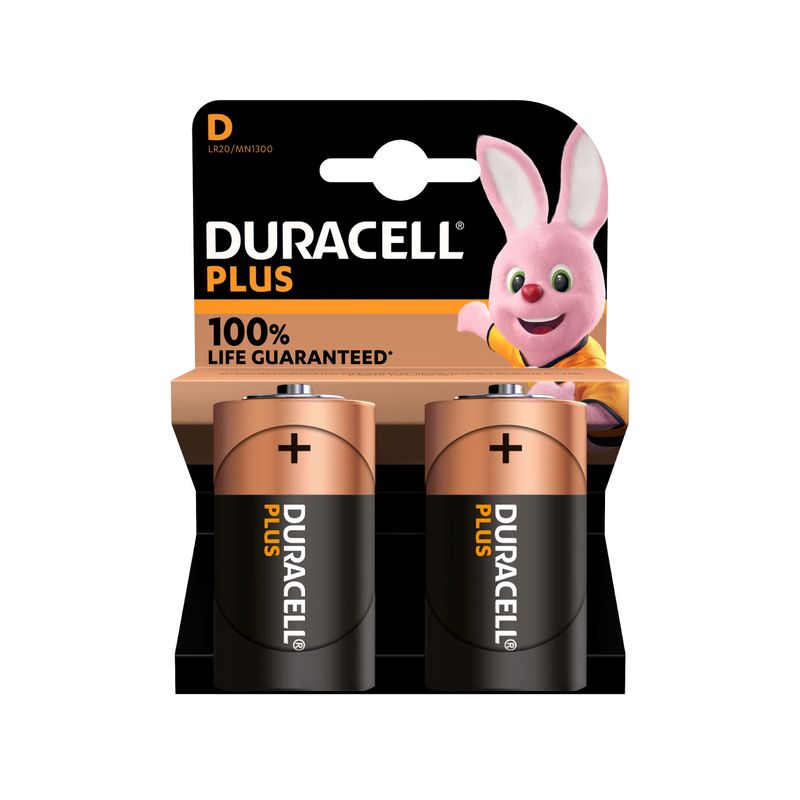 Duracell Plus D Batteries - 2 Pack