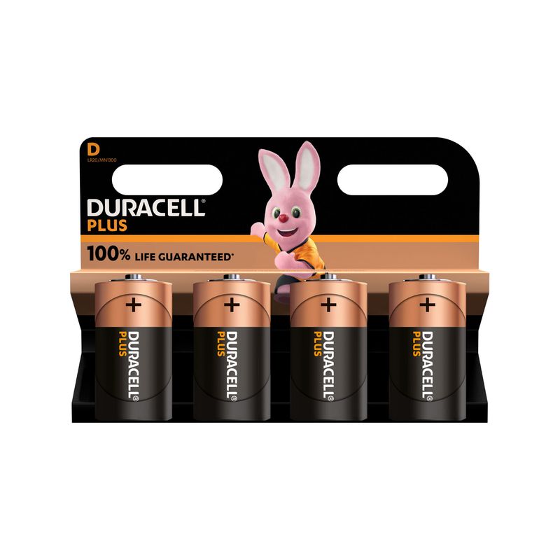 Duracell Plus D Batteries - 4 Pack