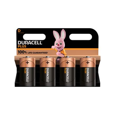 Duracell Plus D Batteries - 4 Pack