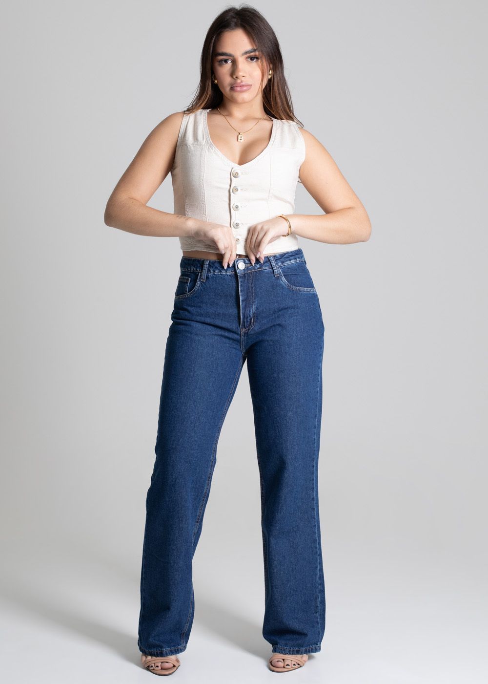 Sawary Women&#39;s High-Rise Straight Jeans - Denim Blue