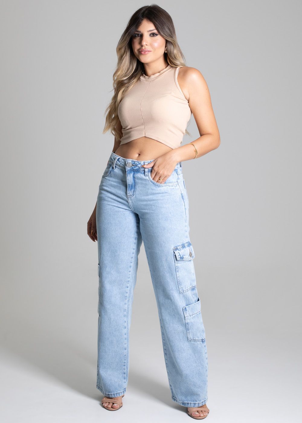 Sawary High-Waisted Wide Leg Jeans for Women, 100% Cotton, Cobalt Blue