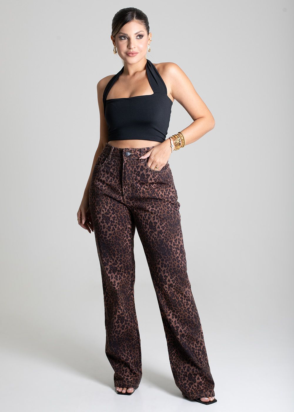 Sawary Wide Leg Twill Pants