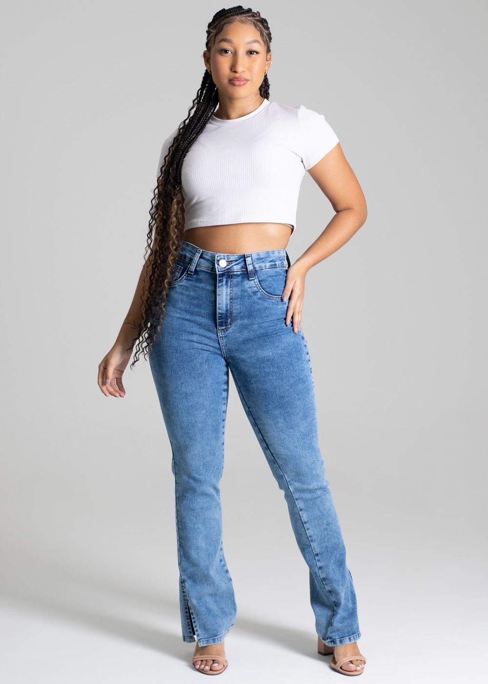 Sawary High-Waisted Straight Leg Women&#39;s Jeans - Cerulean Blue