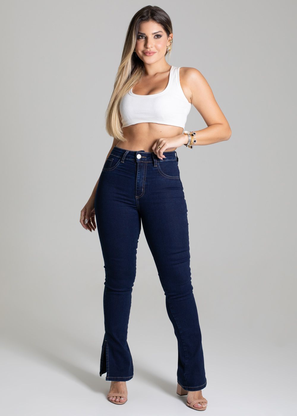 Sawary Women&#39;s High-Waisted Straight Jeans in Denim Blue