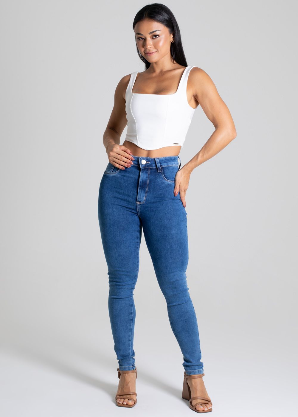 Sawary Butt-Lifting Push-Up Jeans - Medium Waist, Functional Pockets