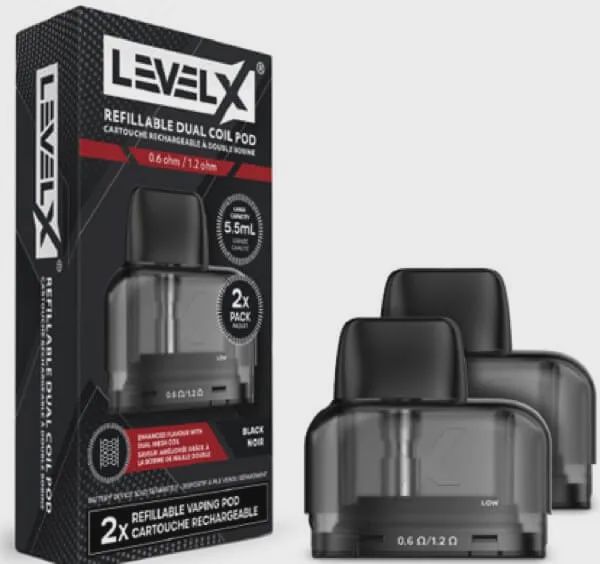 Level X Refillable Dual Coil Pod 5.5mL 0.6/1.2ohm 2/pk