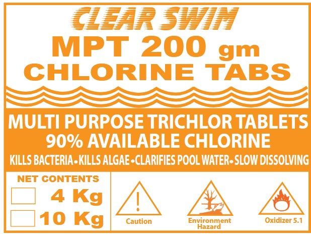 CLEAR SWIM STABILIZED MULTIPURPOSE CHLORINE TABLETS