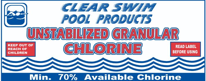 CLEAR SWIM UNSTABILIZED GRANULAR CHLORINE, Size: 45KG(100lbs)