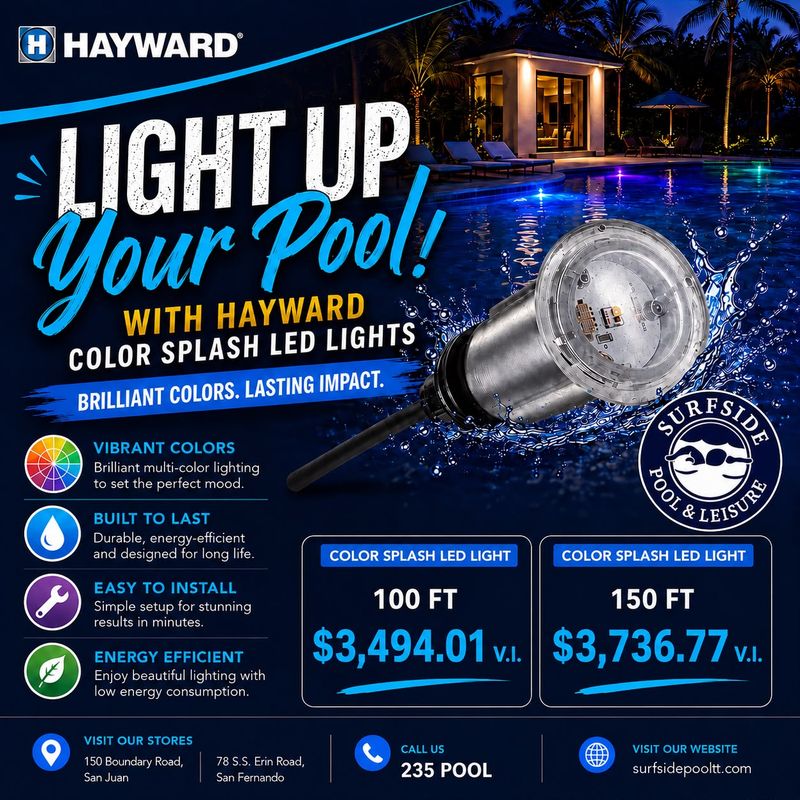 HAYWARD COLORSPLASH LED LIGHT - NICHELESS - 20 WATT - 100' CORD