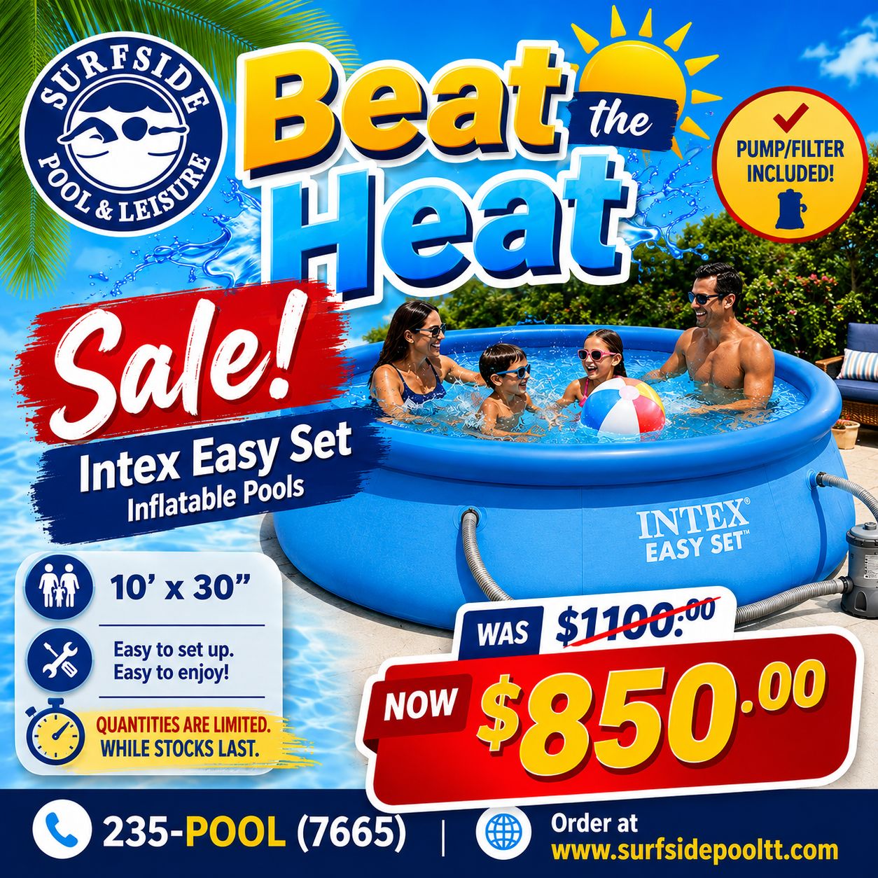 INTEX INFLATABLE - POOL - EASY SET - 10' x 30" - w/ PUMP