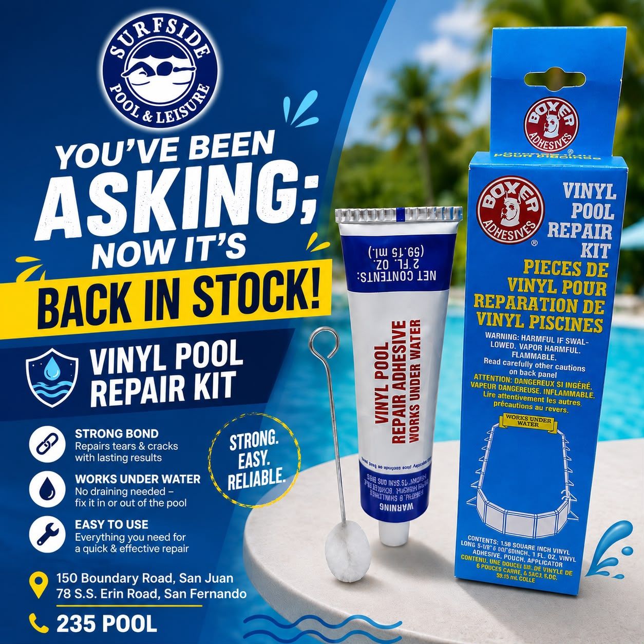 BOXER ADHESIVES VINYL POOL REPAIR KIT - 2 OZ.
