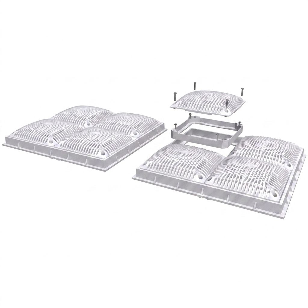 HAYWARD SUCTION OUTLET - HIGH FLOW SERIES - DUAL SUBMERGE FRAME AND COVER