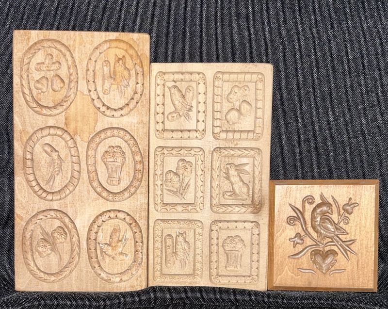 Vintage Set of 3 Springerle Cookie Molds