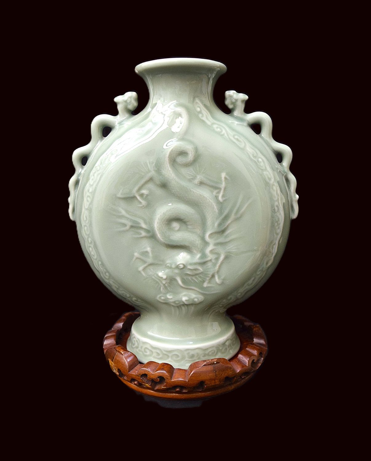 Celadon Moonflask Porcelain Vase Urn