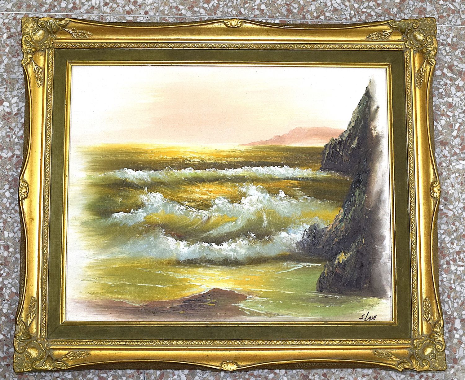 Framed, Signed, S. Lash (1865-1945) Oil on Canvas Seascape