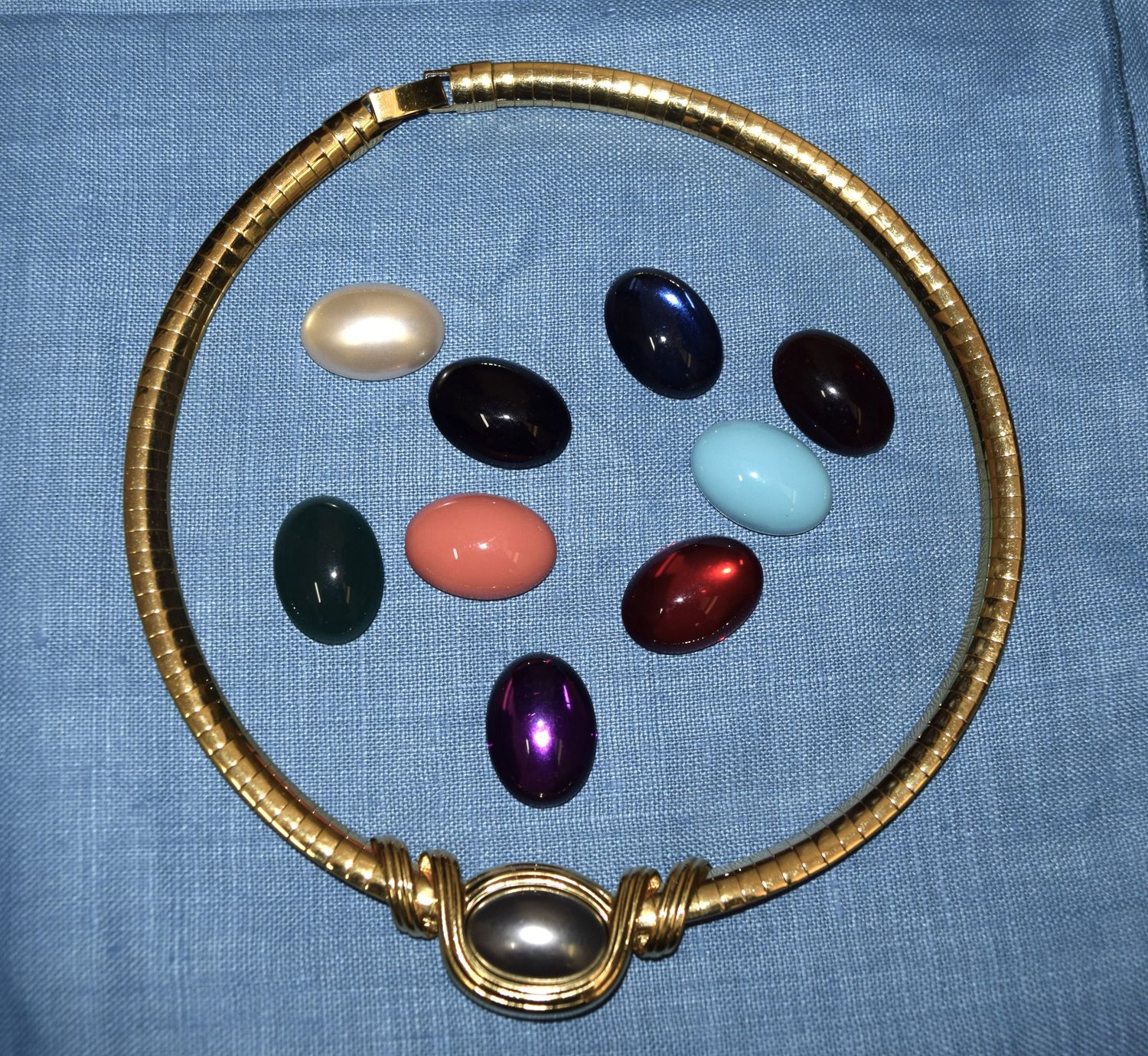 Joan Rivers Gold Omega 10 Color Interchangeable Cabochon Necklace