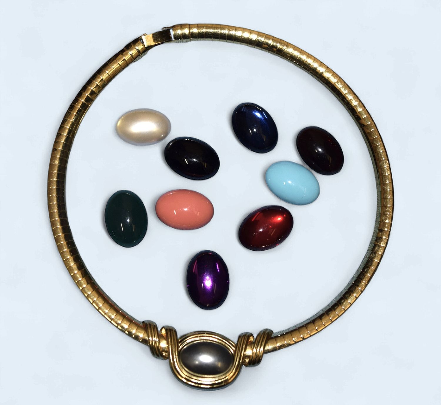 Joan Rivers Gold Omega 10 Color Interchangeable Cabochon Necklace