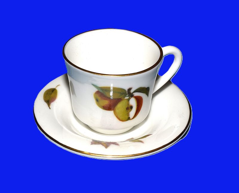 ROYAL WORCESTER 1960’s Evesham Bone China Miniature Cup/Saucer and Plate