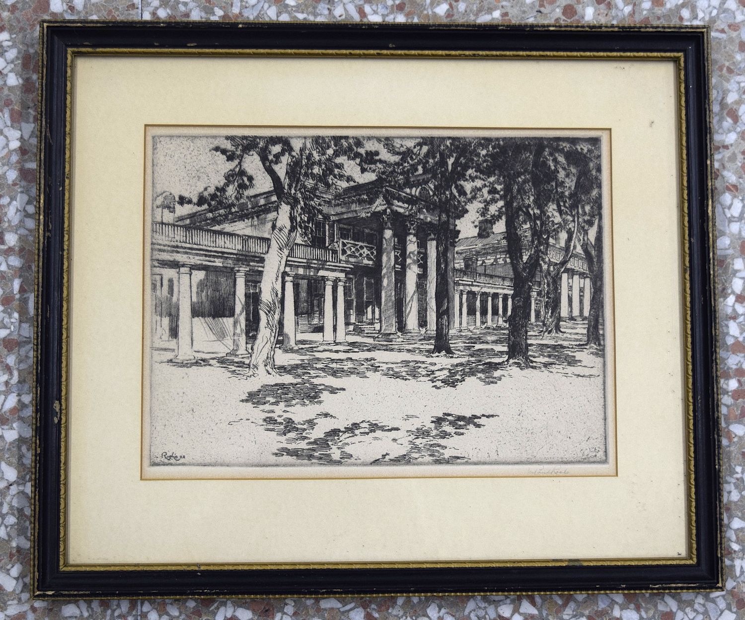 Framed, Signed, M. Paul Roche (1888-1958) Southern Scene Dry Point Etching #2