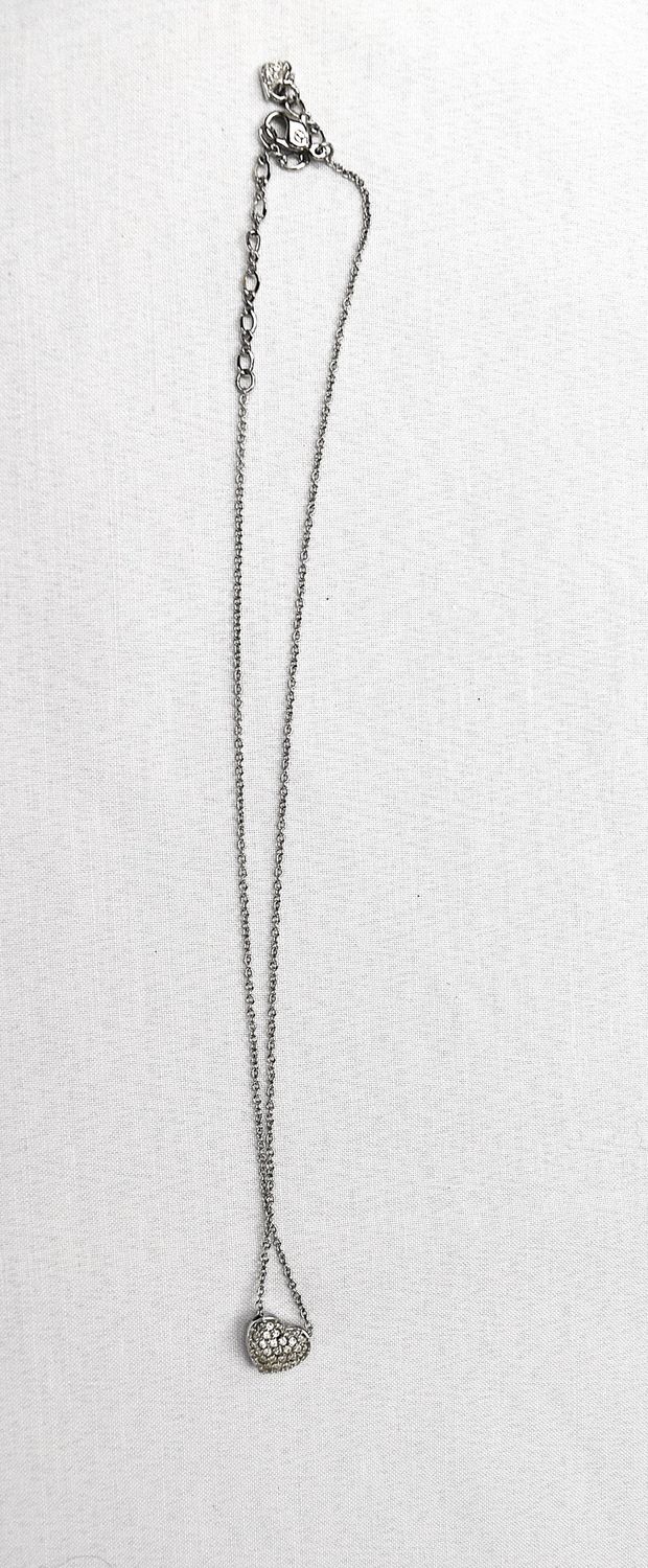 SWAROVSKI CRYSTAL Necklace Pavé Puffed HEART 16'' Signed Swan