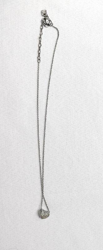 SWAROVSKI CRYSTAL Necklace Pavé Puffed HEART 16'' Signed Swan
