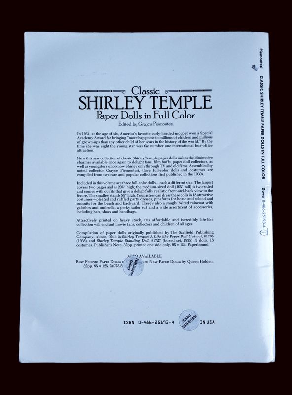 Classic Shirley Temple Paper Dolls