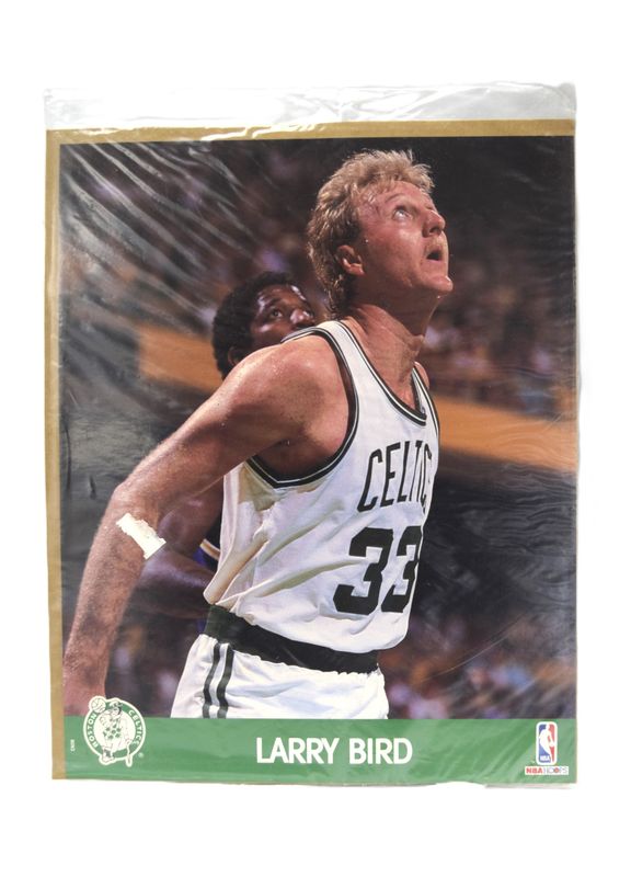 1990 NBA Hoops Action Print with Stats: Larry Bird, Boston Celtics