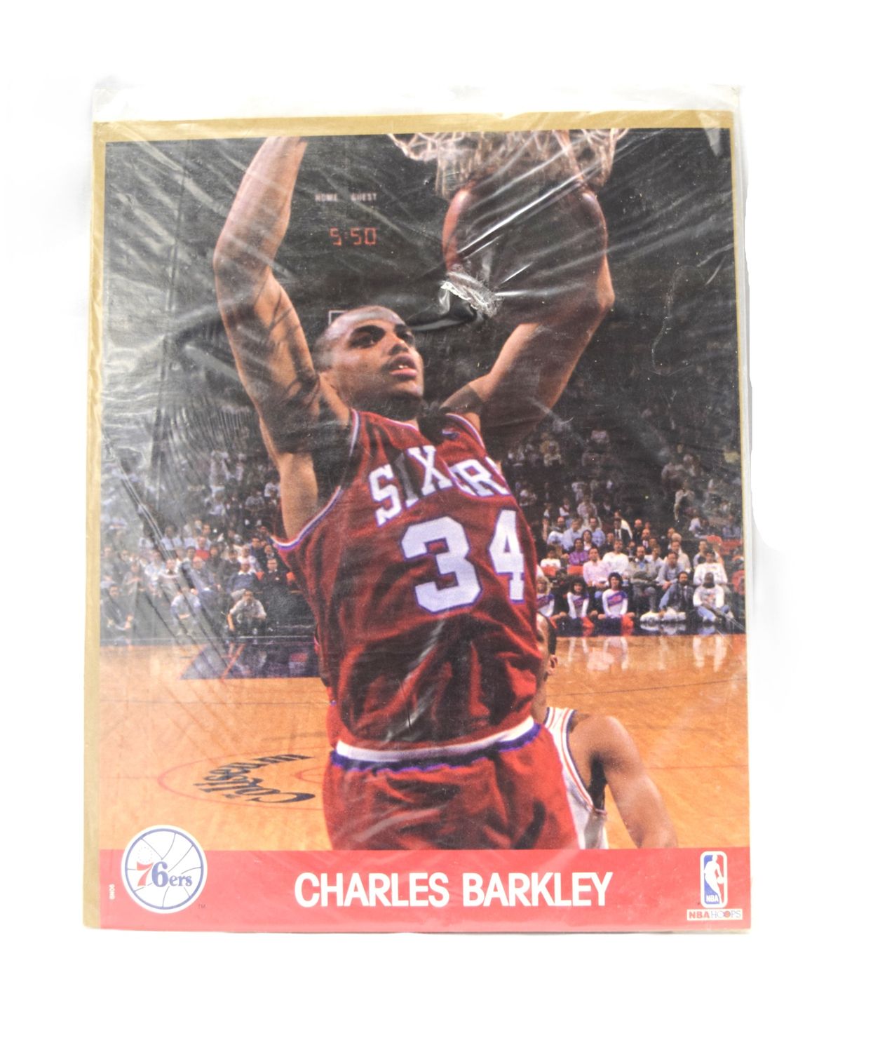1990 NBA Hoops Action Print with Stats: Charles Barkley, Philadelphia 76ers