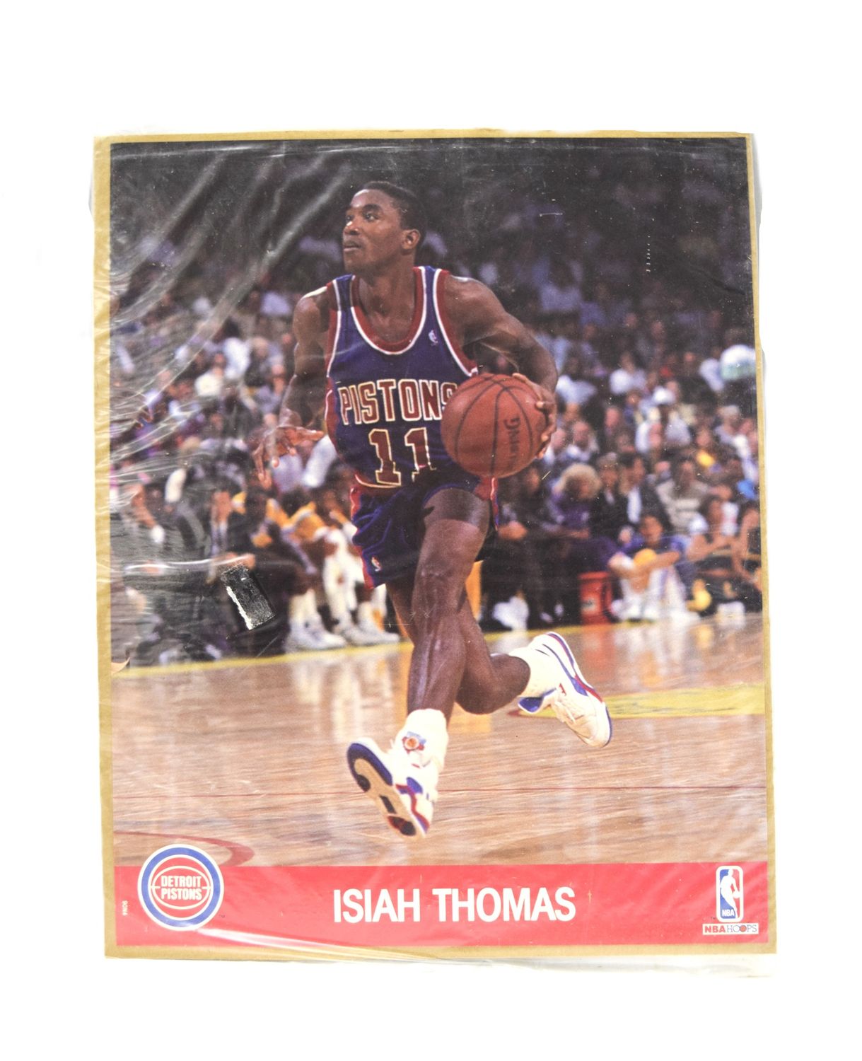1990 NBA Hoops Action Print with Stats: Isiah Thomas, Detroit Pistons