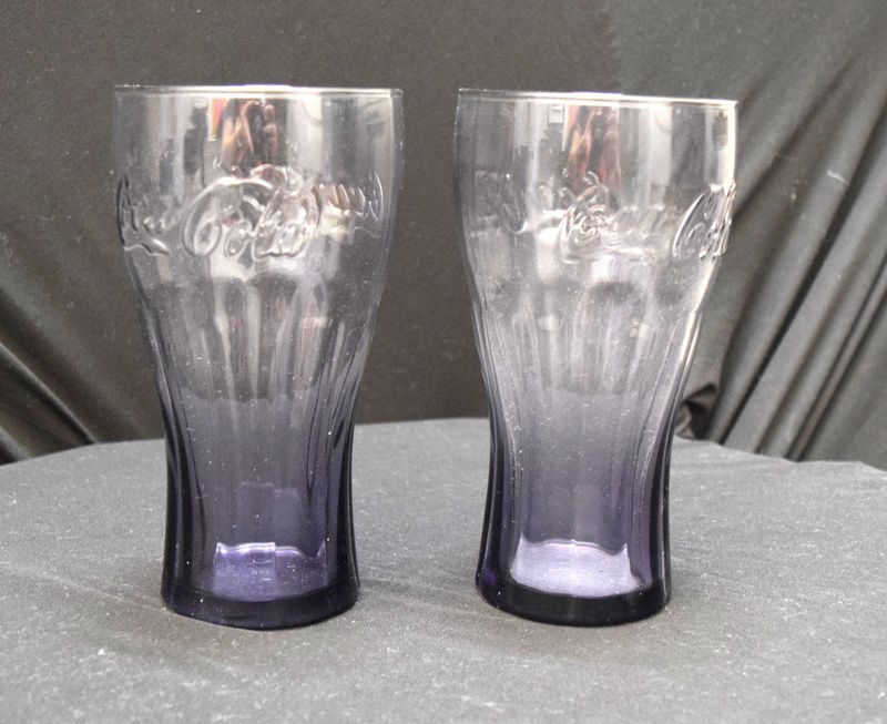 (2) Vintage Libby, Purple Tint Coca-Cola Glasses