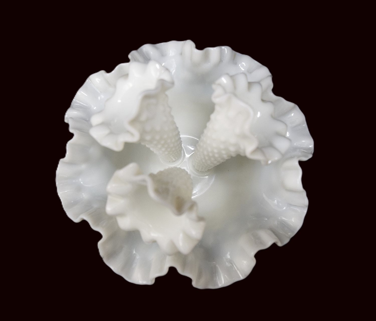 Vintage, Fenton Hobnail Milk Glass Epergne