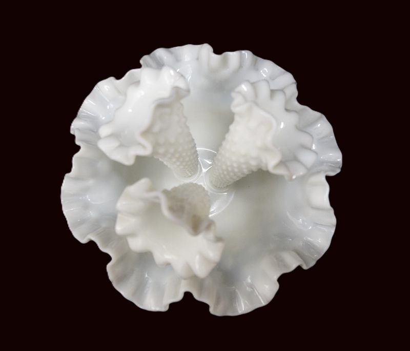 Vintage, Fenton Hobnail Milk Glass Epergne