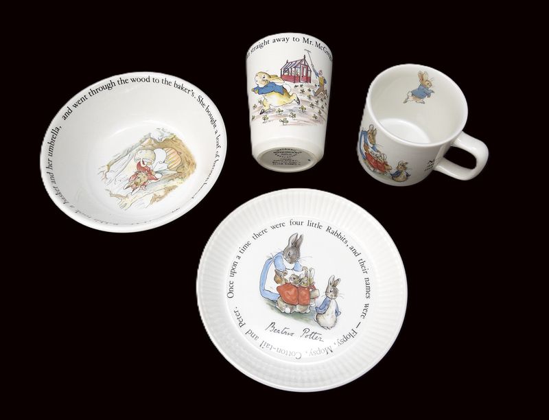 Vintage Wedgewood Beatrix Potter, Peter Rabbit Child Dish Set