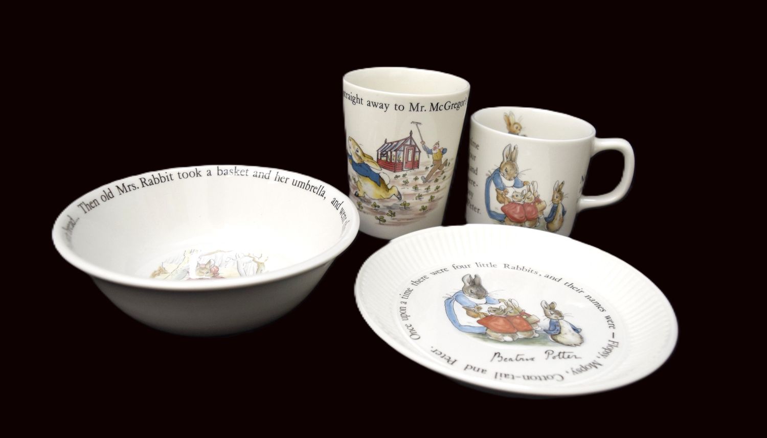 Vintage Wedgewood Beatrix Potter, Peter Rabbit Child Dish Set