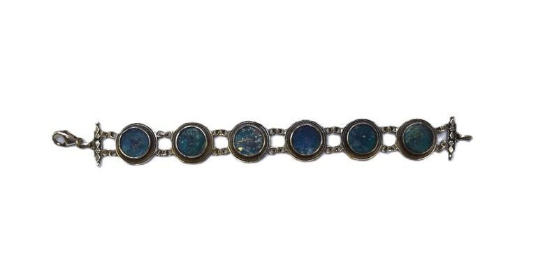 Roman Sea Glass Silver Plated Bracelet