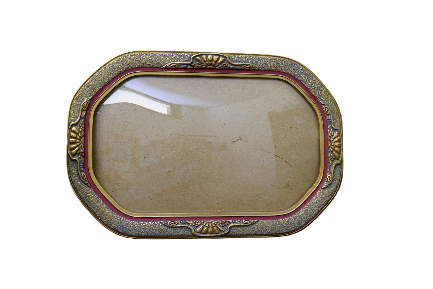Antique Octagonal Frame with Convex Glass and Gilding