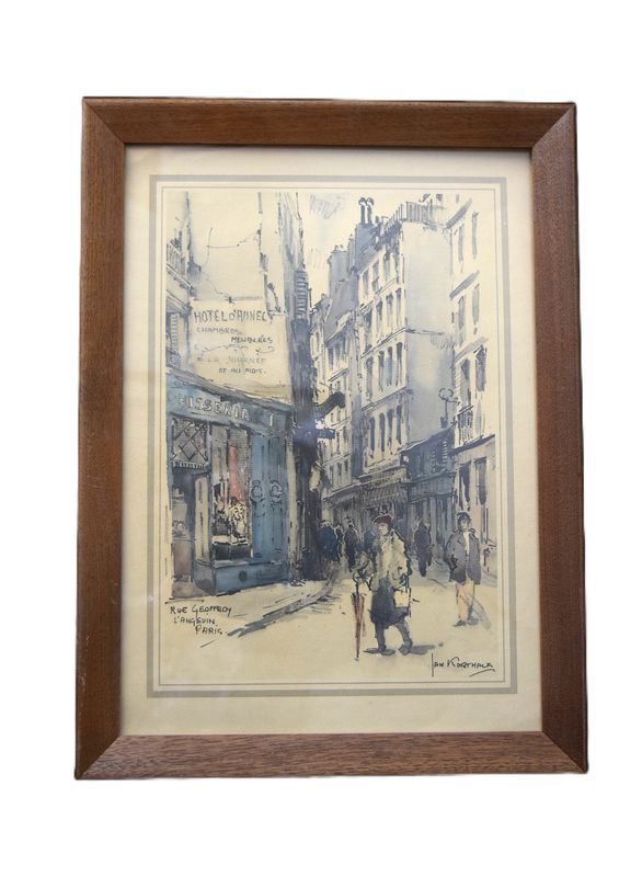 Vintage Framed Print “Rue Geoffnoy L’Anguin, Paris”