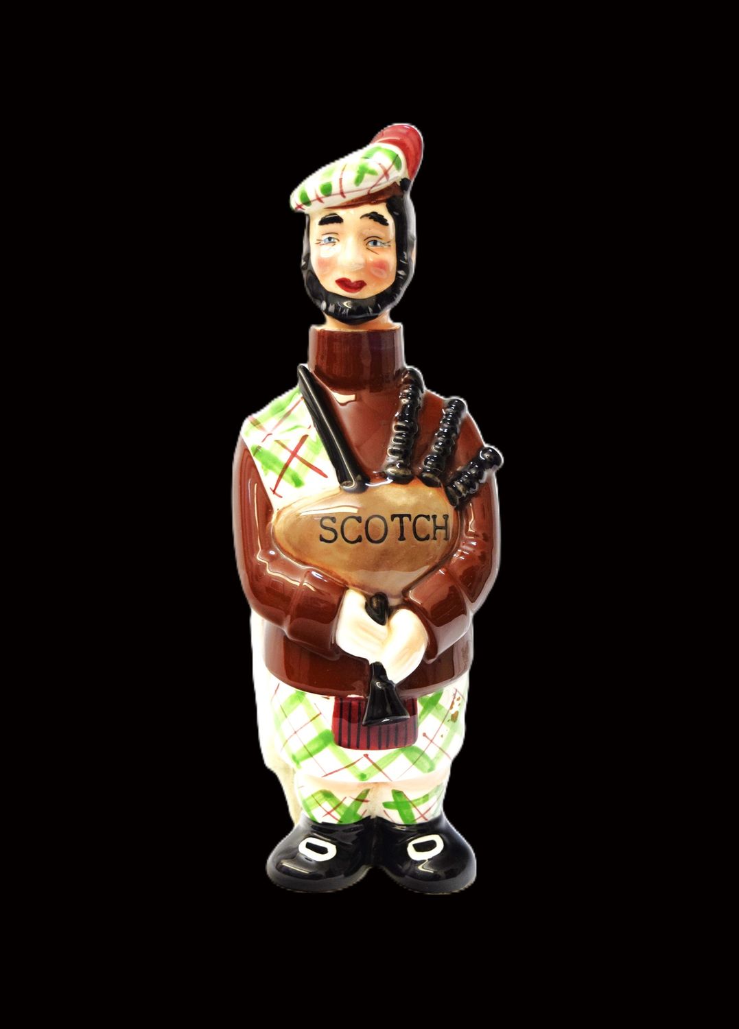 Vintage Mid-Century, Swank, Scotsman Bagpipe Tam O’Shanter Decanter