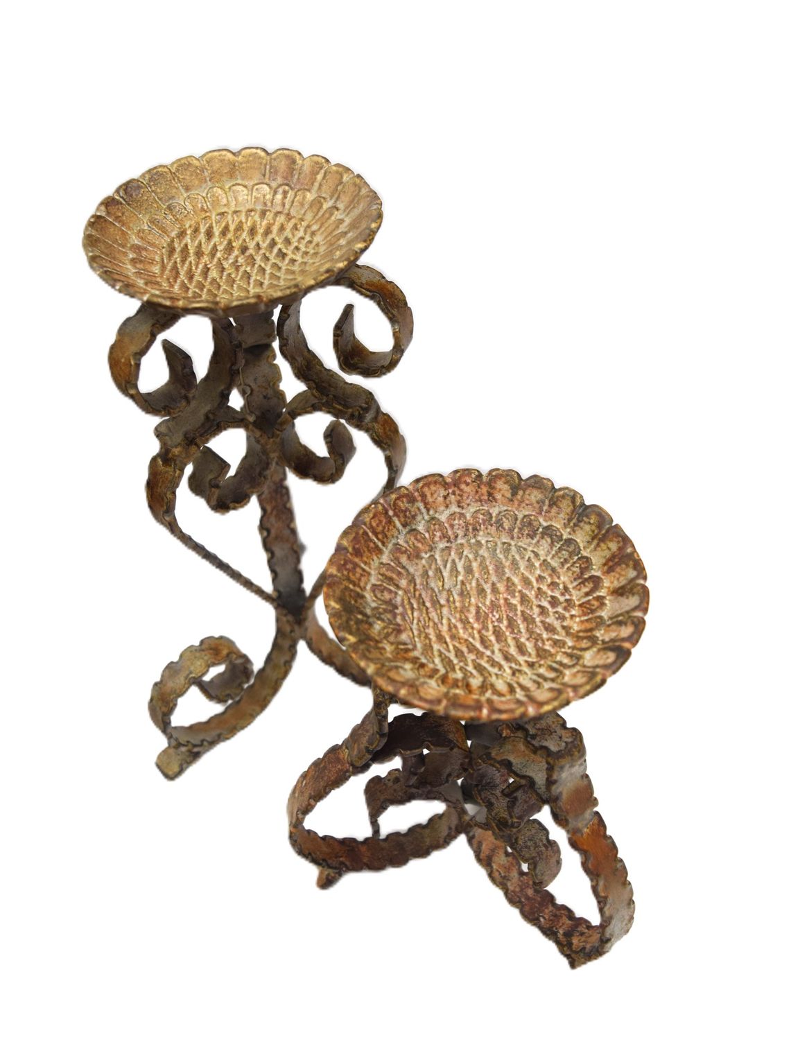 2 Vintage ‘Sunflower’ Candle Holders