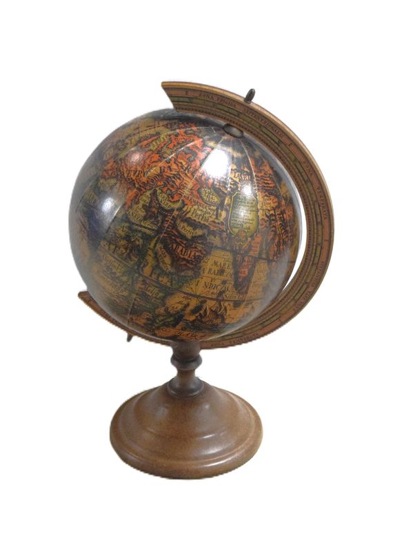 Vintage Desk Globe, Wood Base