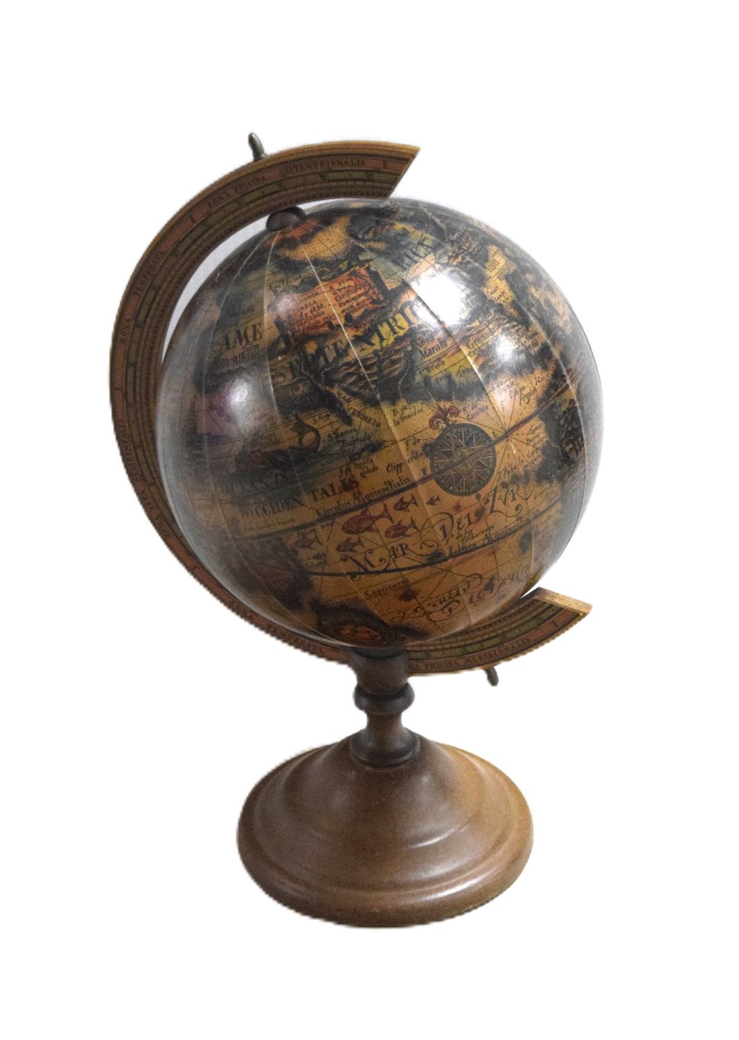 Vintage Desk Globe, Wood Base